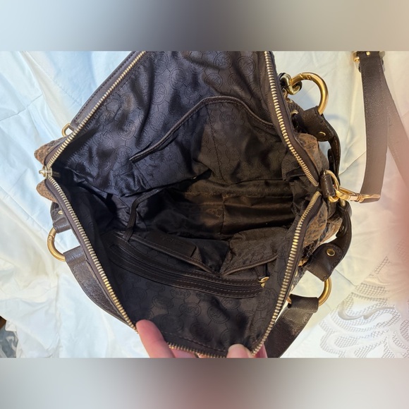 Michael Kors python snakeskin brown bag with gold details - Picture 6 of 7